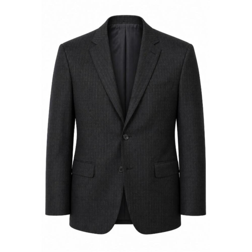 Joseph & Feiss Mens 46L Dark Gray Pinstripe Two Button Blazer Sport Coat Jacket